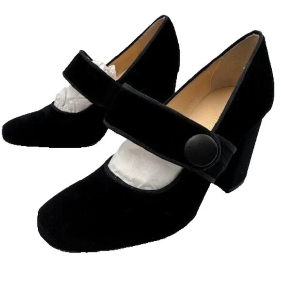Tuckernuck Velvet Ellie Mary Jane Block Heels Black Size 10 NWT - Picture 1 of 7